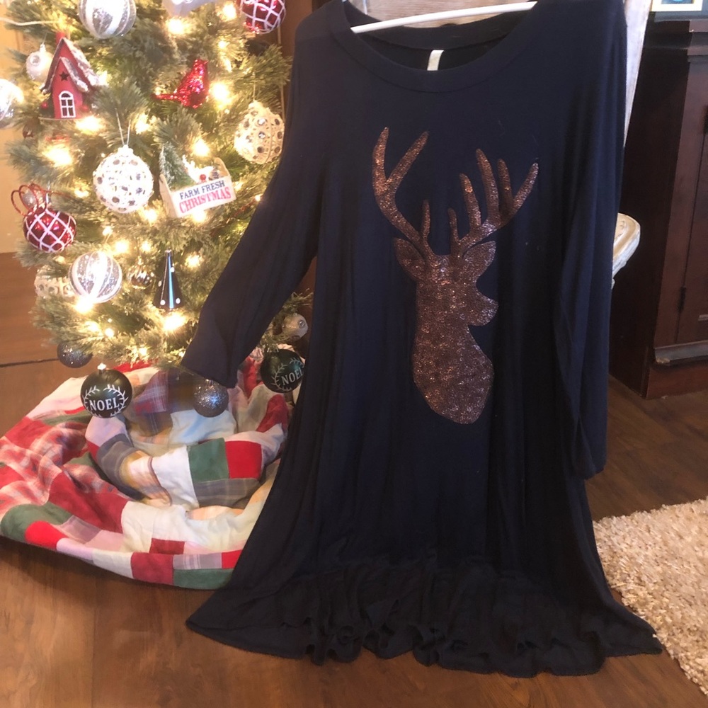 Adorable Ladies Navy “Deer” Tunic/Dress, Size 1X, Excellent Condition!!!